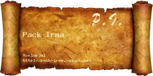 Pack Irma névjegykártya